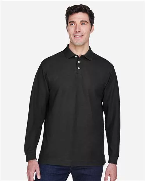 Devon & Jones D110 Pima Piqué Long Sleeve Polo With Custom Embroidery