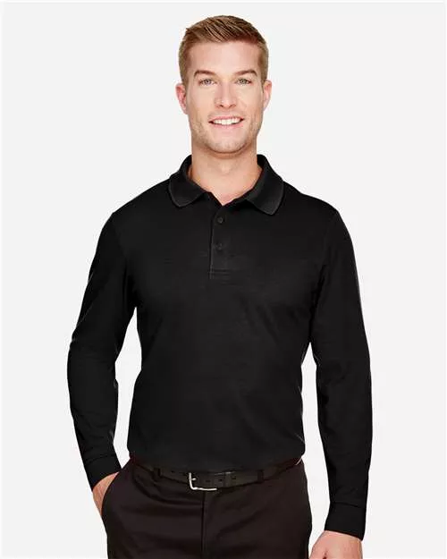 Devon & Jones DG20LT CrownLux Performance Tall Plaited Long Sleeve Polo With Custom Embroidery