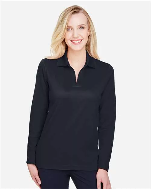Devon & Jones DG20LW Women's CrownLux Performance Plaited Long Sleeve Polo With Custom Embroidery