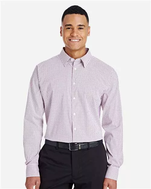 Devon & Jones DG540 CrownLux Performance Micro Windowpane Woven Dress Shirt With Custom Embroidery