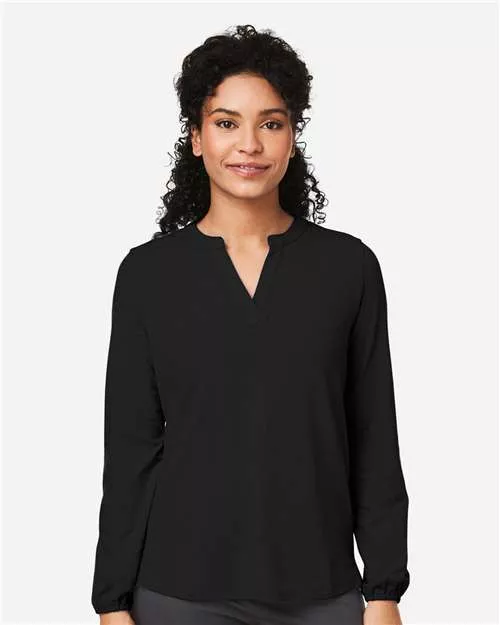 Devon & Jones DP122W Women's Raleigh Half-Placket Knit Top With Custom ScreenPrint