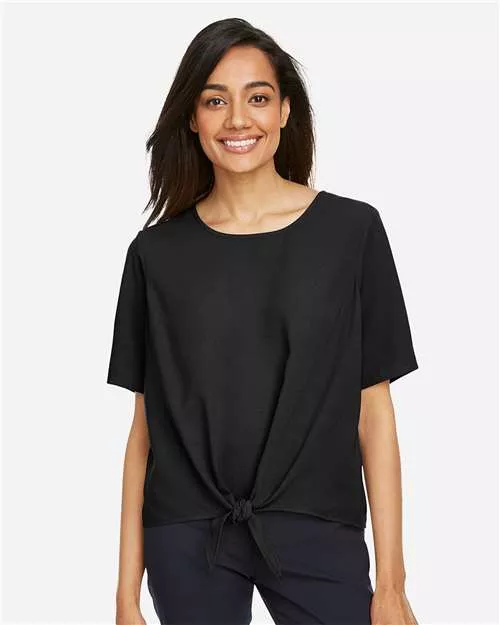 Devon & Jones DP617W Women's Perfect Fit™ Tie Front Blouse With Custom Embroidery