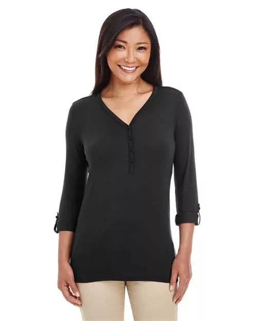 Devon & Jones - Women's Perfect Fit™ Y-Placket Convertible Sleeve Knit Top