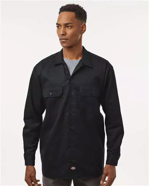 Dickies 5574T Long Sleeve Work Shirt - Tall Sizes With Custom Embroidery