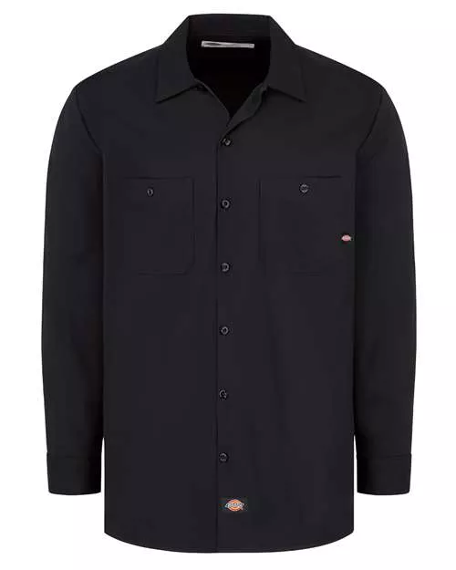 Dickies L307T Industrial Cotton Long Sleeve Work Shirt - Tall Sizes With Custom Embroidery