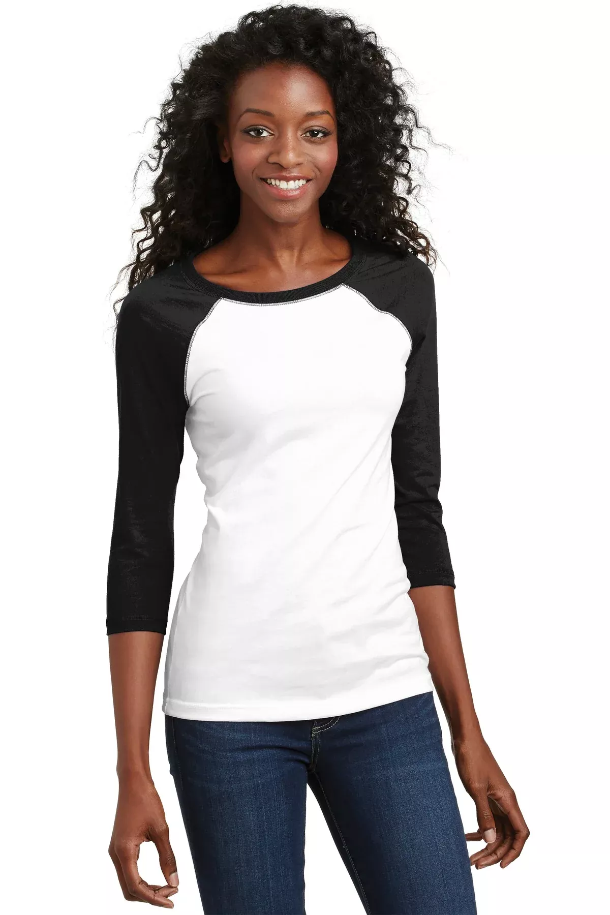 DISCONTINUED District - Juniors 50/50 3/4-Sleeve Raglan Tee