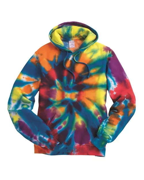 Dyenomite – Rainbow Multi-Color Cut-Spiral Hooded Sweatshirt
