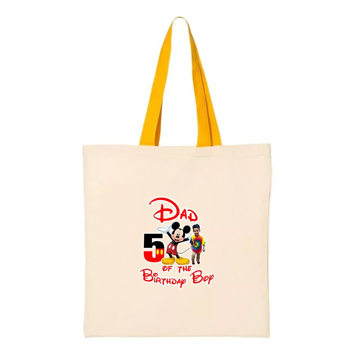 Economical Tote Bag with Color Handles, Full Color