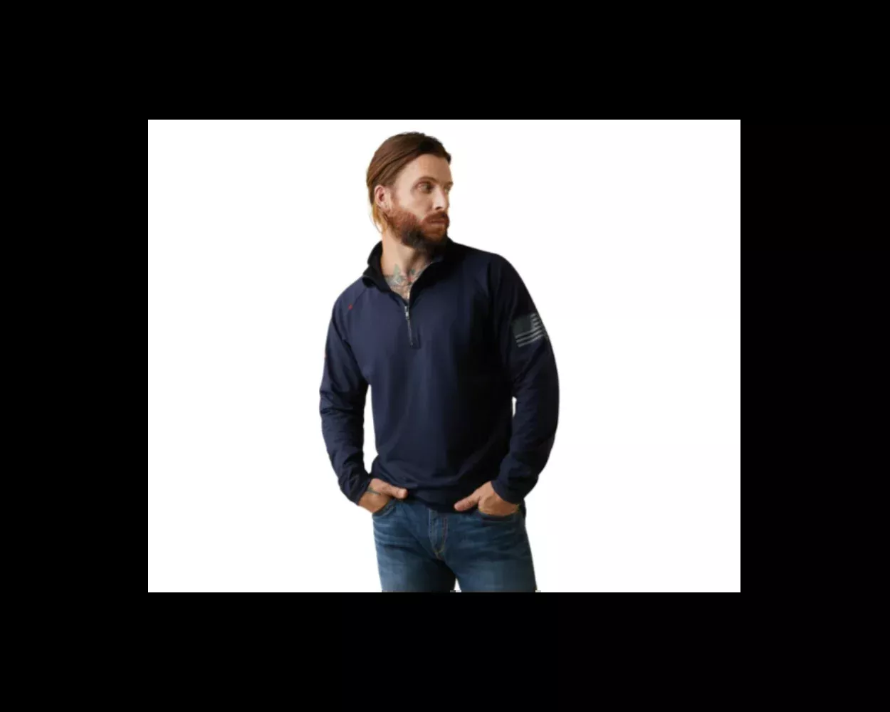 FR Combat Stretch Patriot 1/4 Zip Work Shirt - Navy - 10043565