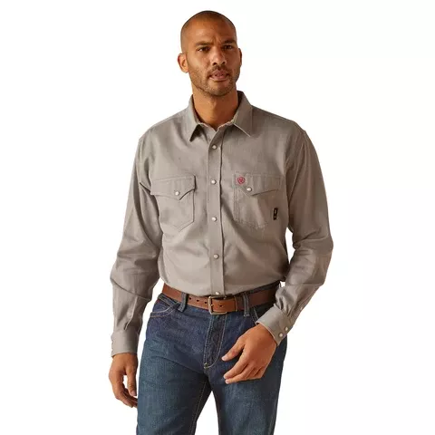 FRSolidClassic Fit Snap Work Shirt - Silver Fox - 10048446
