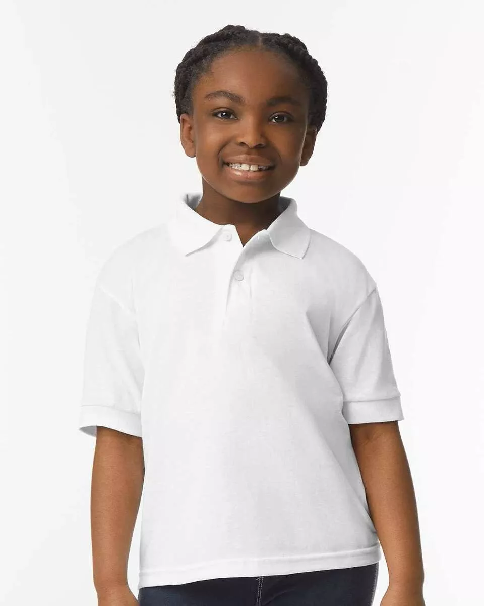 Gildan 8800B - YOUTH S/S JERSEY POLO JUNIOR 6 oz. - White