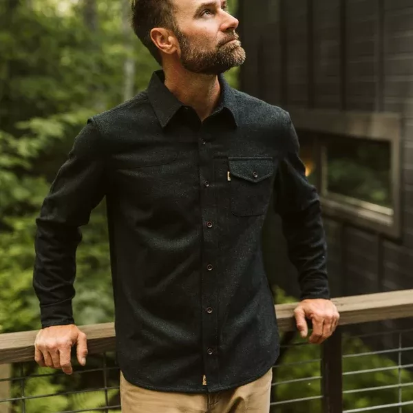 Gunnison Wool-Blend Solid Flannel Shirt