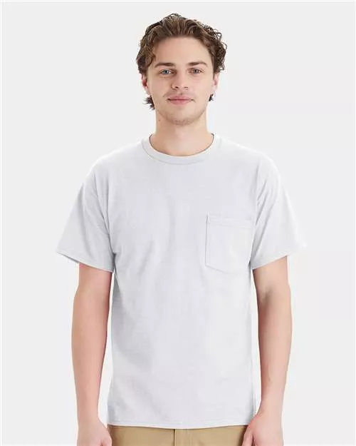 Hanes 5290P Essential-T Pocket T-Shirt With Custom ScreenPrint