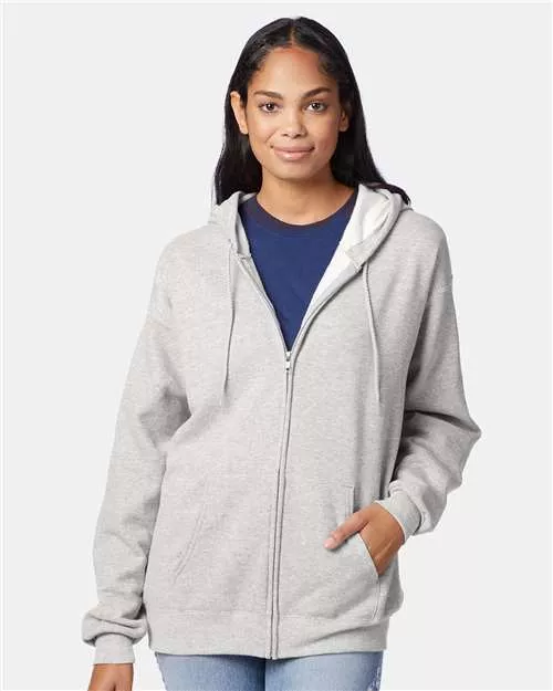 Hanes P180 Ecosmart Full-Zip Hooded Sweatshirt With Custom Embroidery