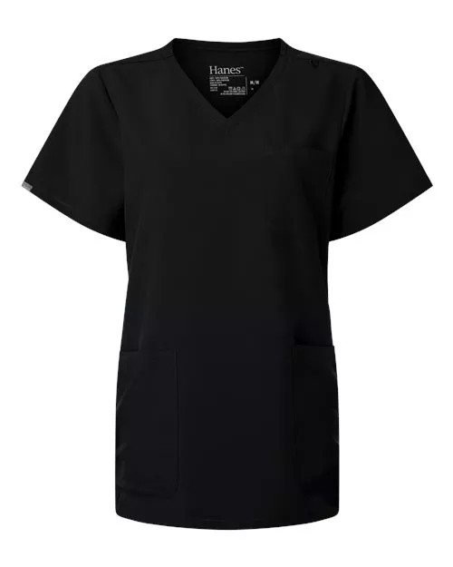 Hanes - Women's V-Neck 3-Pocket Scrub Top