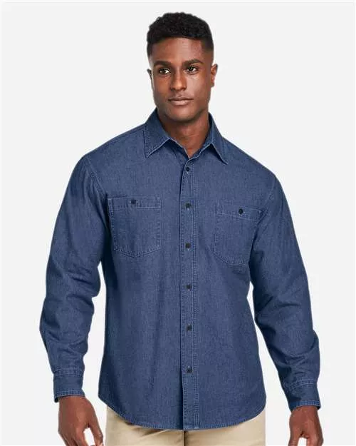 Harriton M540 Unisex Denim Shirt Jacket With Custom Embroidery