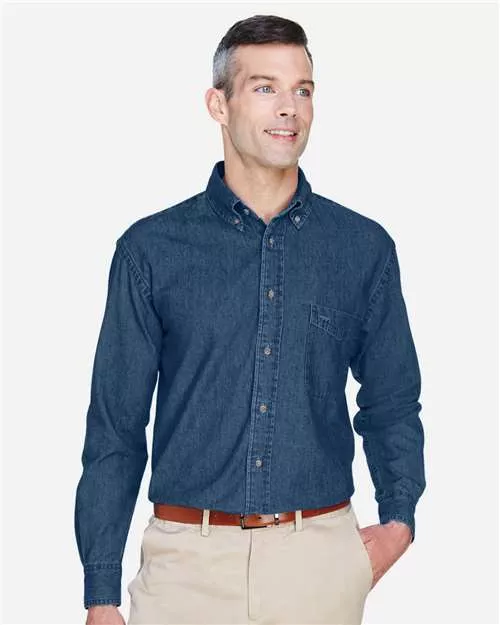 Harriton M550 Men's Denim Shirt With Custom Embroidery