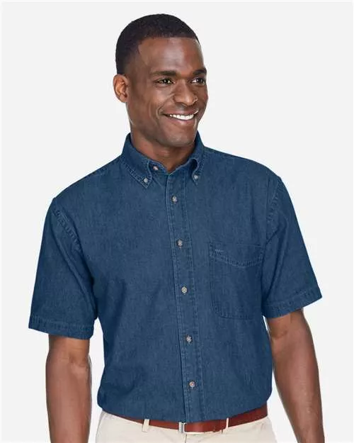 Harriton M550S Men's Denim Shirt With Custom Embroidery