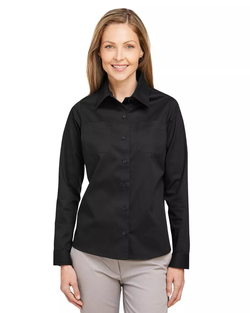 Harriton M585LW - Ladies Advantage IL Long-Sleeve Workshirt - Black