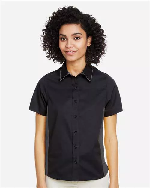 Harriton M586W Women's Flash IL Colorblock Shirt With Custom Embroidery