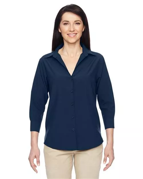 Harriton M610W Women's Paradise Three-Quarter Pullover Sleeve Performance Shirt With Custom Embroidery