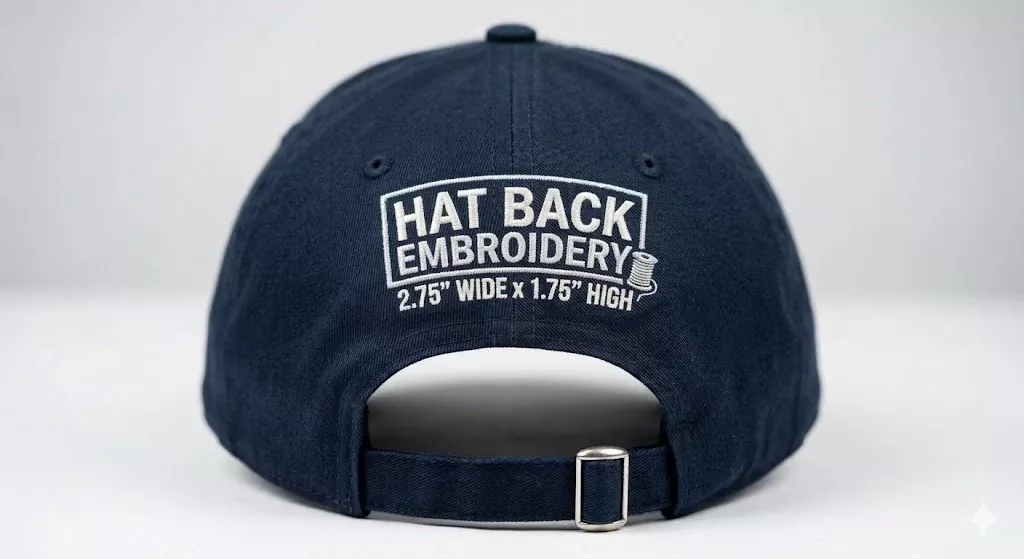 Hat Back Embroidery - 2.75in Wide x 1.75in High