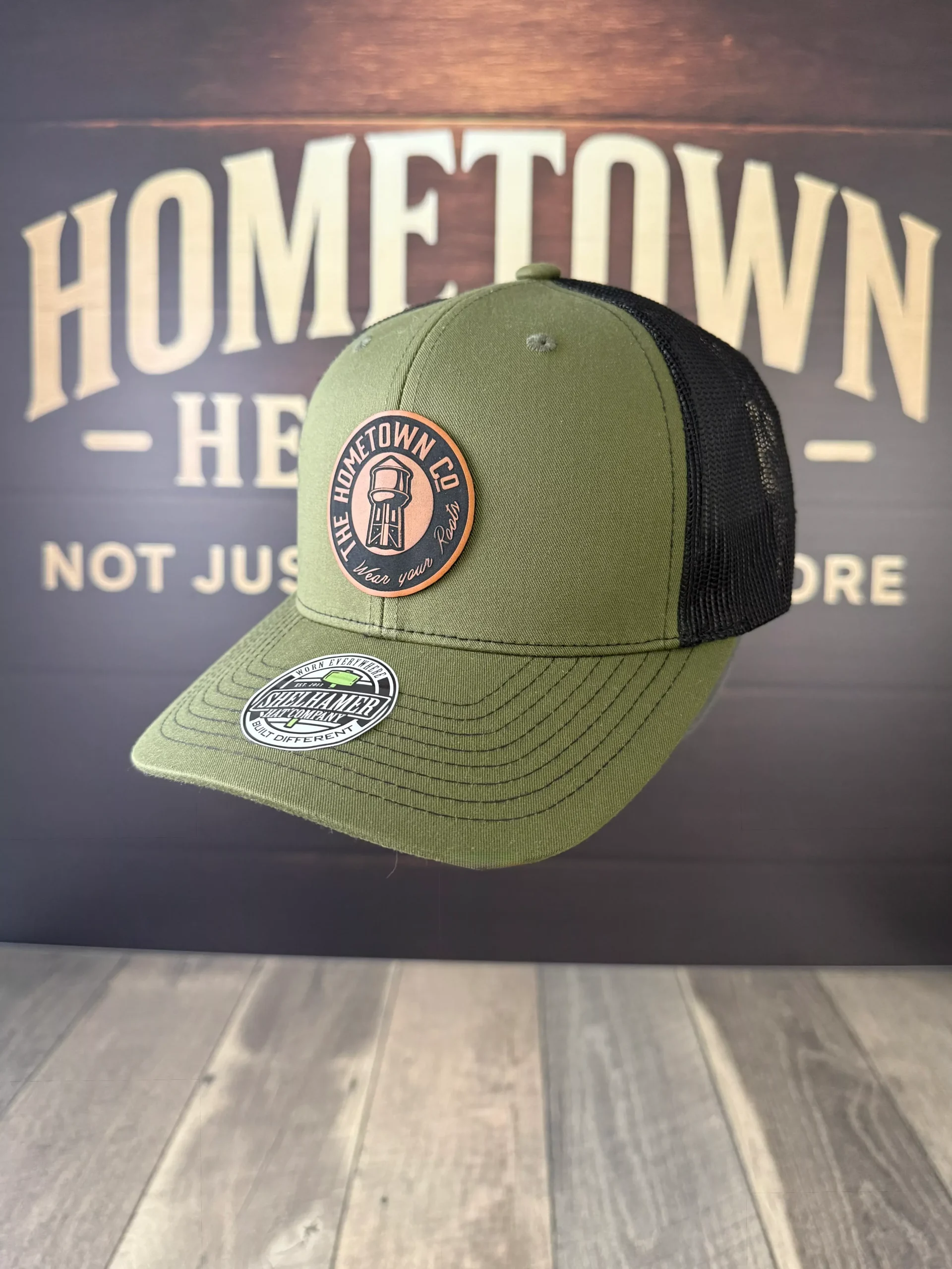 The Hometown Co Water Tower Trucker Hat - Olive & Black
