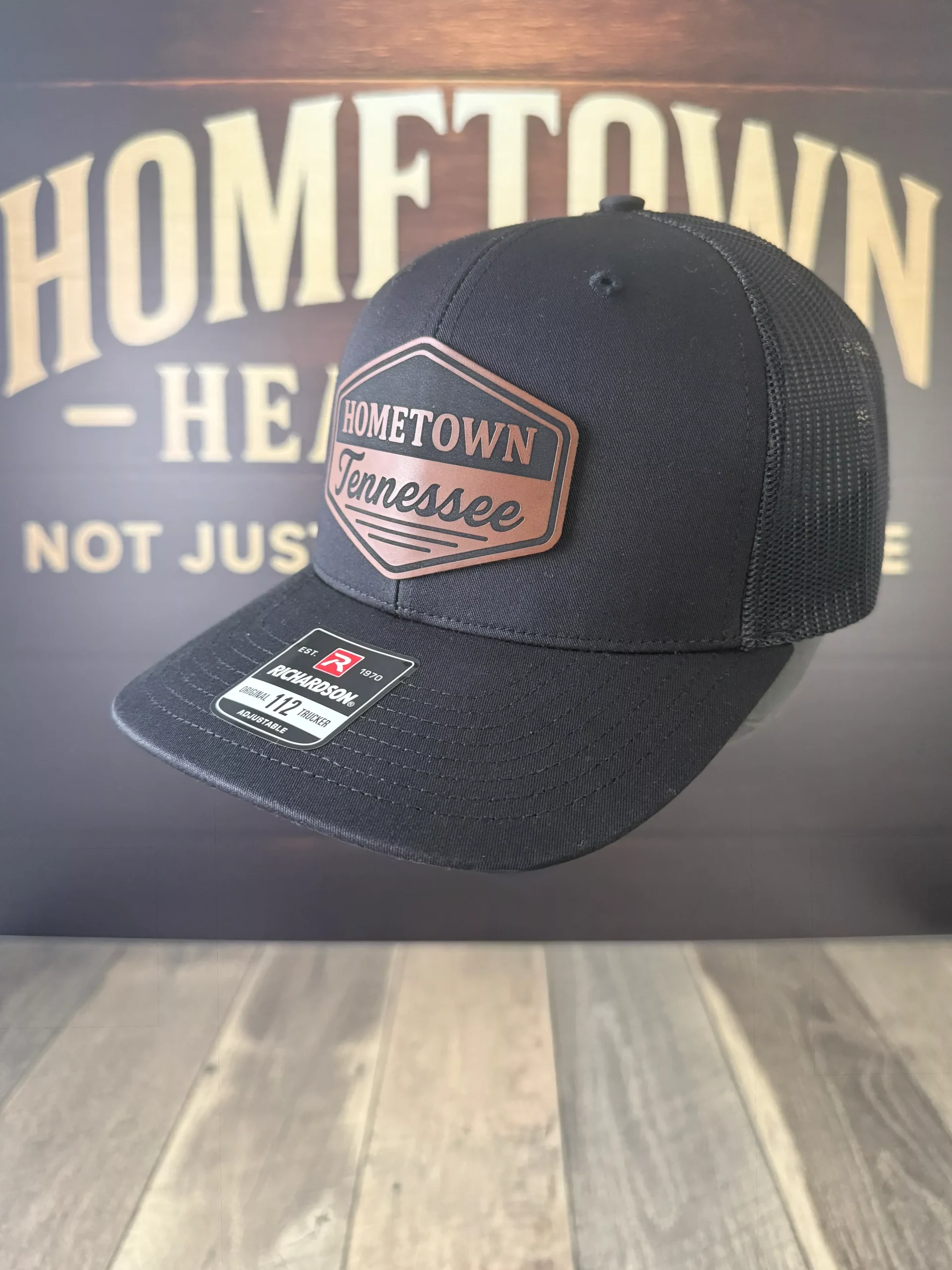 Hometown Tennessee Leather Patch Hat – Richardson 112 Trucker Cap (Black)