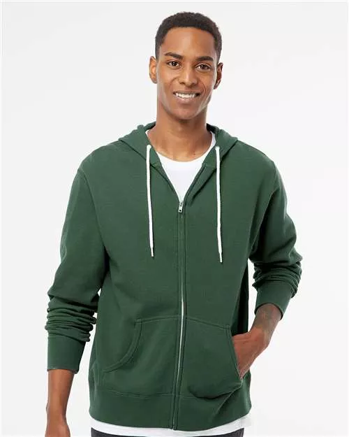 Independent Trading Co. AFX90UNZ Lightweight Full-Zip Hooded Sweatshirt With Custom Embroidery
