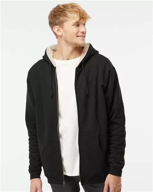 Independent Trading Co. EXP40SHZ Sherpa-Lined Full-Zip Hooded Sweatshirt With Custom Embroidery