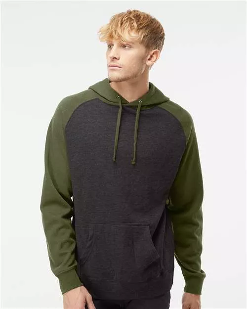 Independent Trading Co. IND40RP Raglan Hooded Sweatshirt With Custom Screenprint
