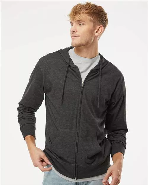 Independent Trading Co. SS150JZ Lightweight Jersey Full-Zip Hooded T-Shirt With Custom Embroidery