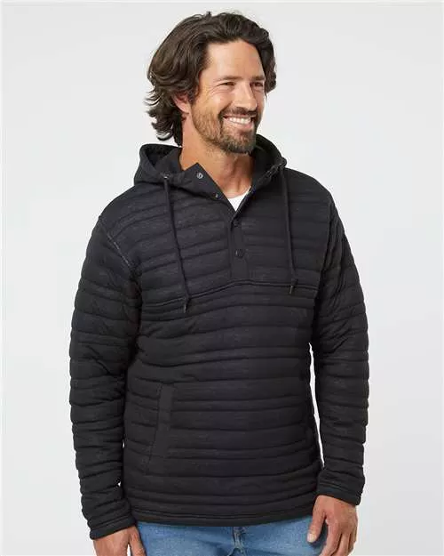 J. America 8897J Horizon Quilted Anorak Hooded Pullover With Custom Screenprint