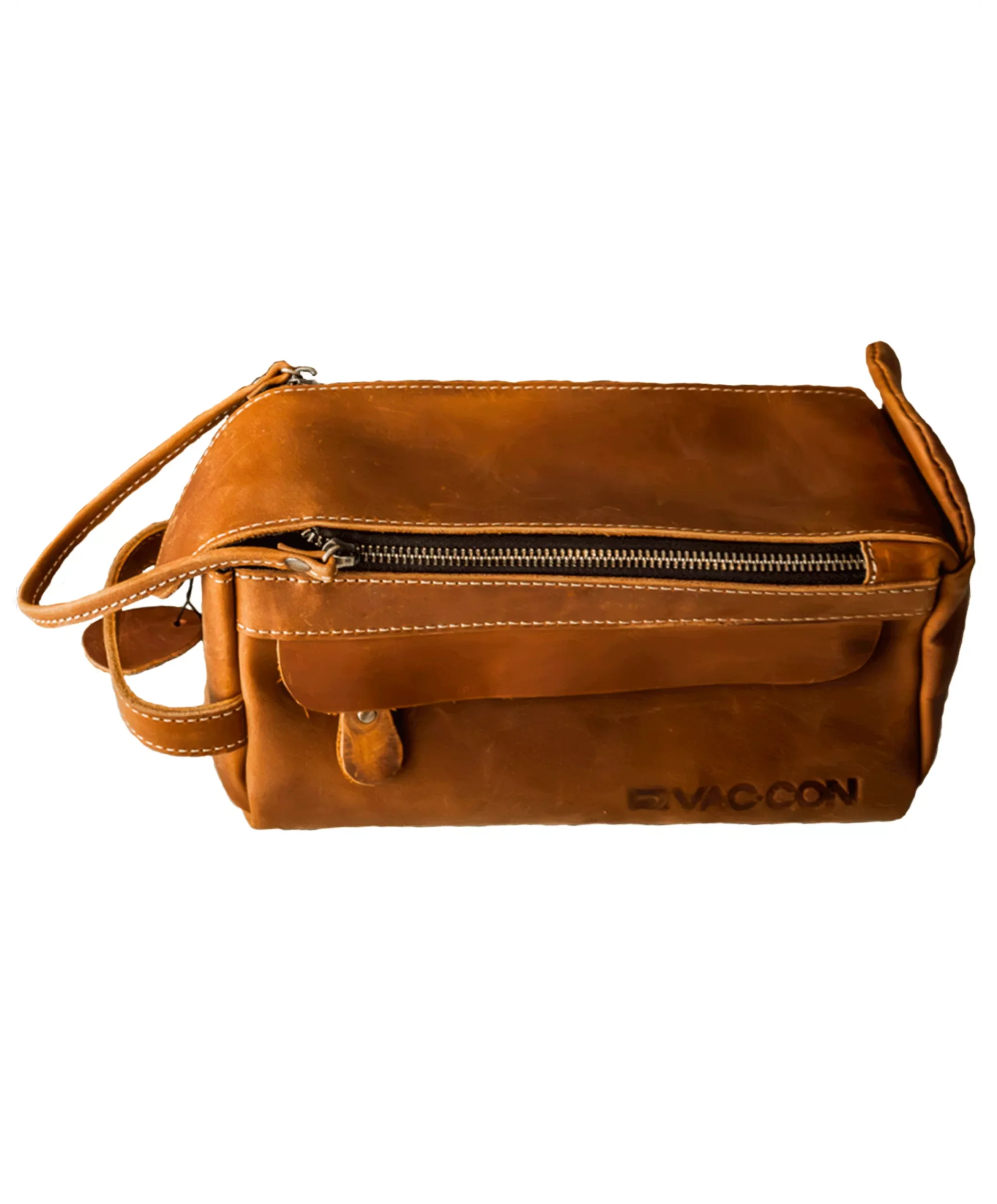 Leather Toiletry Bag With Debossed Vac-Con Logo