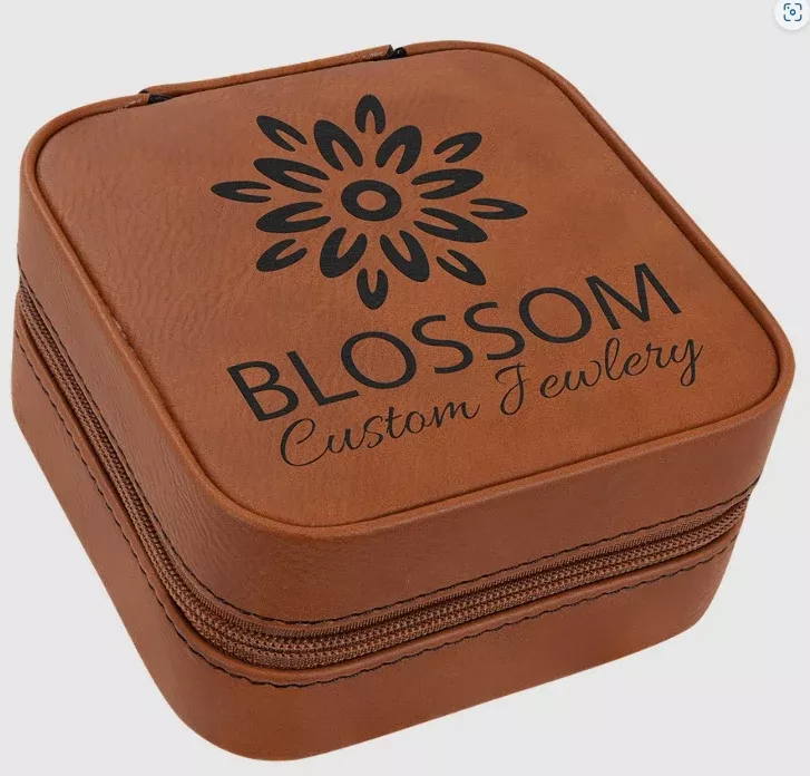 Leather Travel Jewelry Box w/ Black Lining