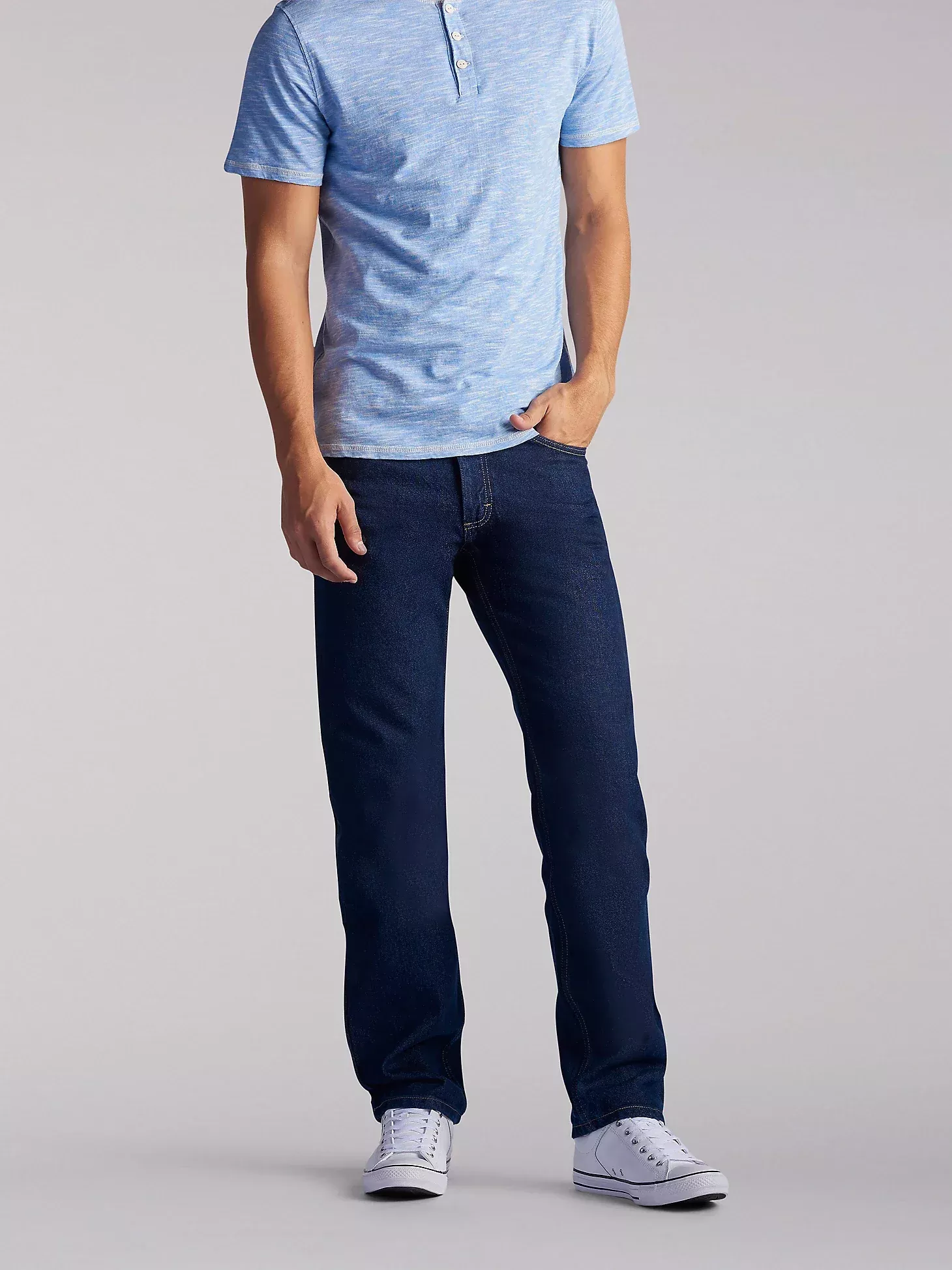 Lee Men's 100% Cotton Regular Fit Straight Leg Jean, Rinse