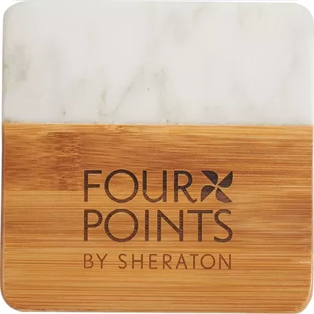 Leeds 1401-20 Marble and Bamboo Coaster Set