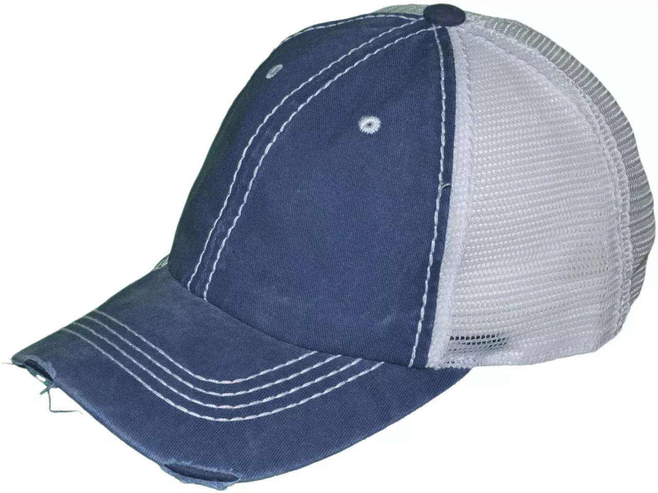 Low Profile Pigment Dyed Cotton Ripped Trucker Hat