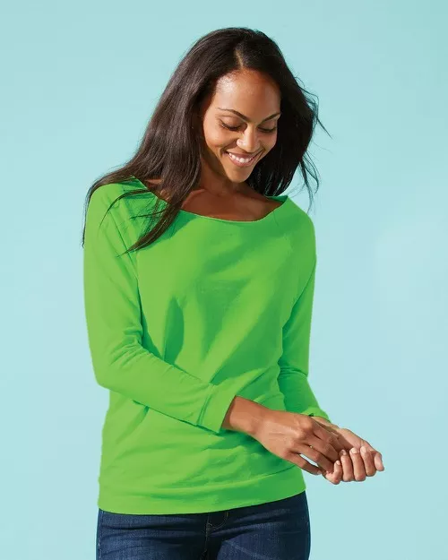 Next Level – Women’s Terry Raw Edge Three-Quarter Sleeve Raglan
