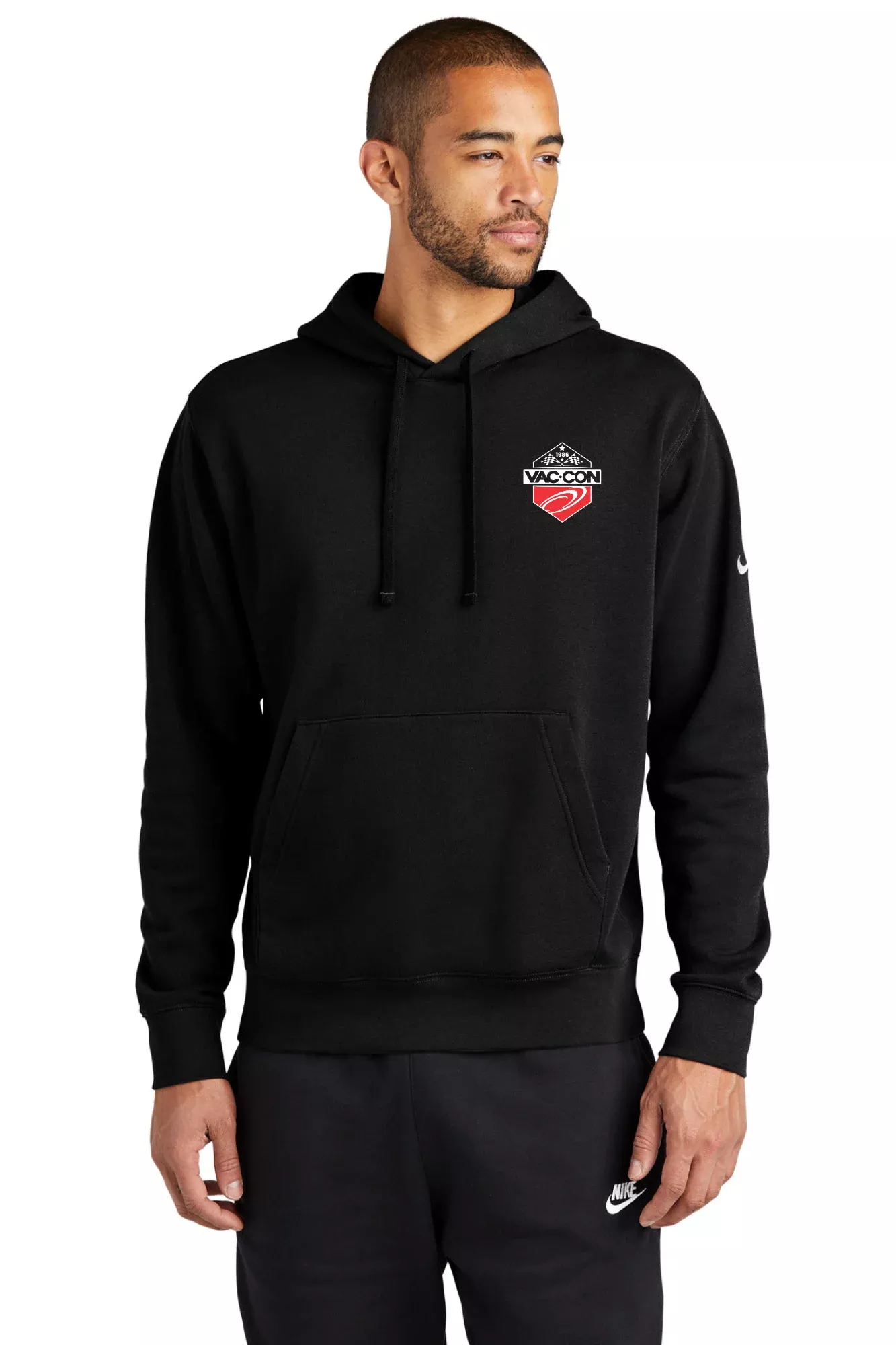 Nike Club Fleece Sleeve Swoosh Pullover Hoodie With Left Chest & Full Back Screenprint