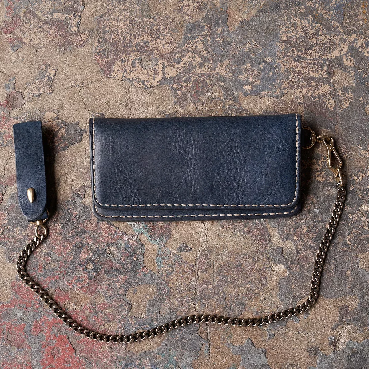 No.830 Long Vintage Stone-Washed Wallet | Indigo