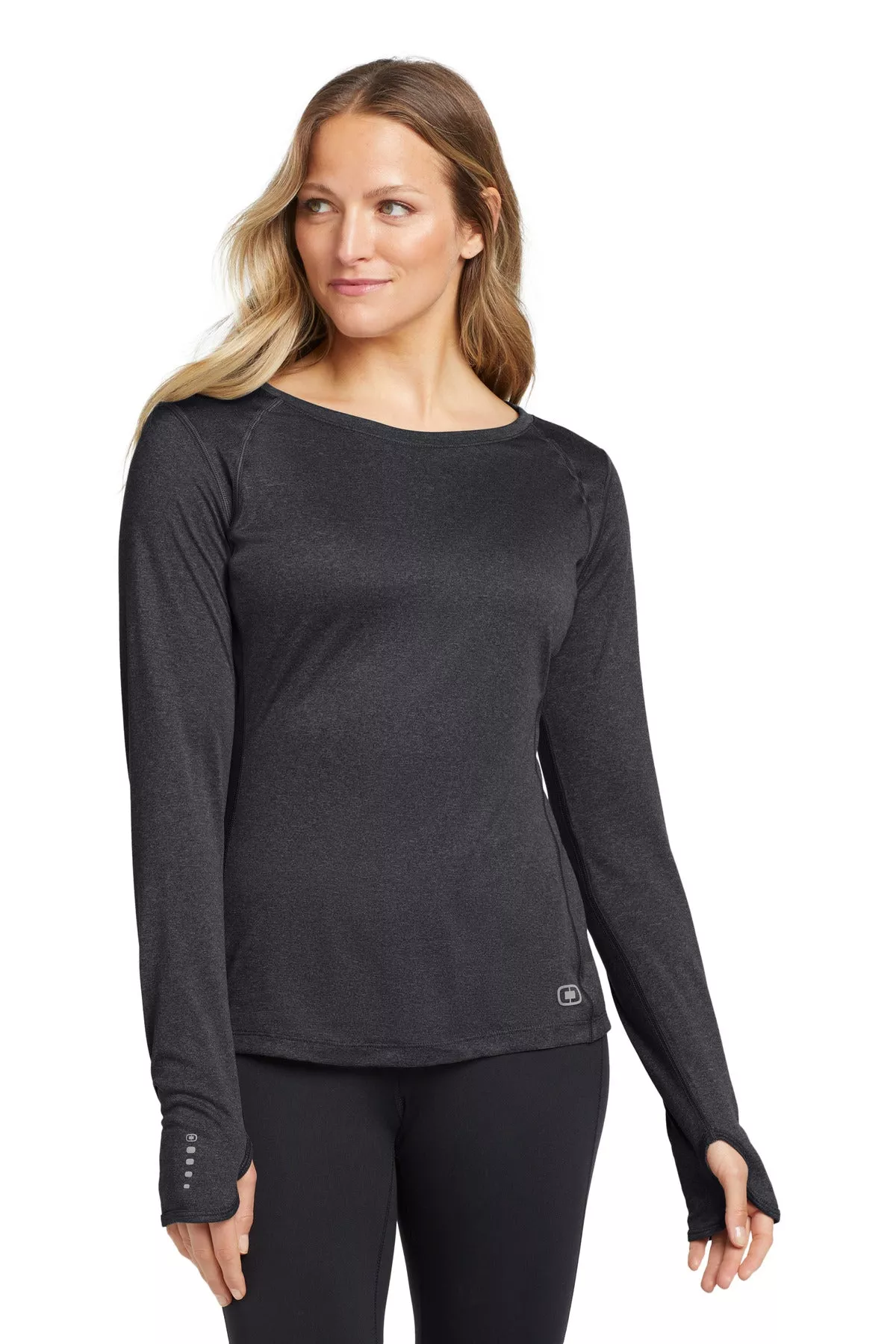 OGIO LOE321 Women's Long Sleeve Pulse Crew With Custom Screenprint