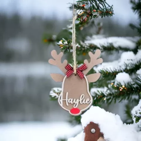 Personalized Reindeer Ornament - Custom Name and Year Included