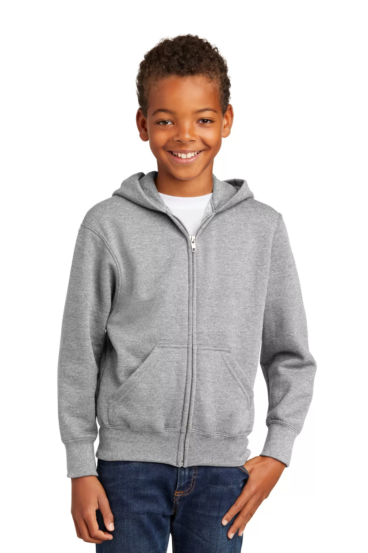 Port & Co Youth Core Fleece Full-Zip Hooded Sweatshirt