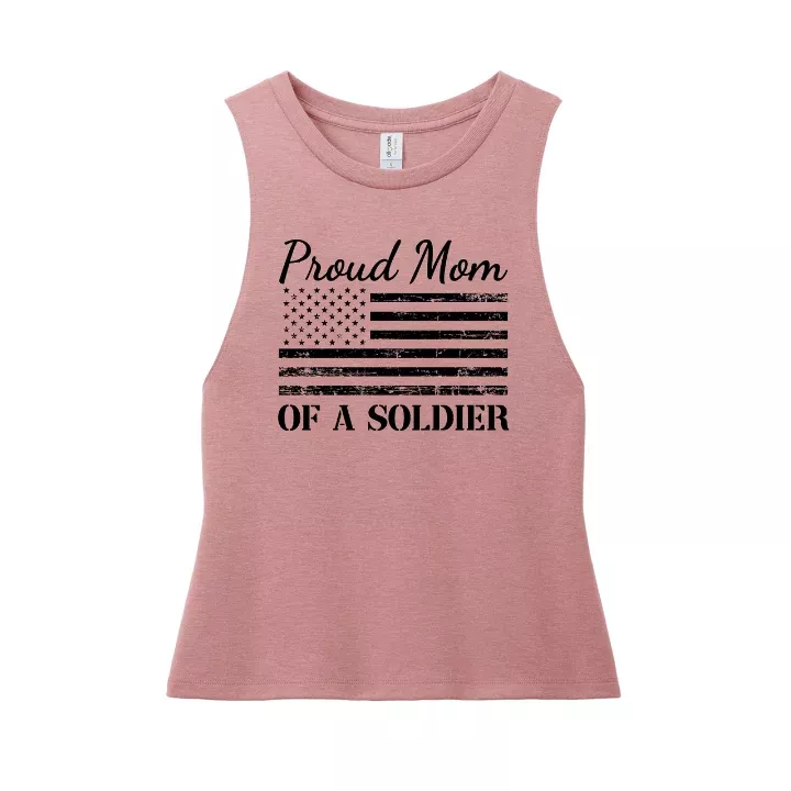 Proud Mom of a Soldier Muscle Tank (Vintage Rose)