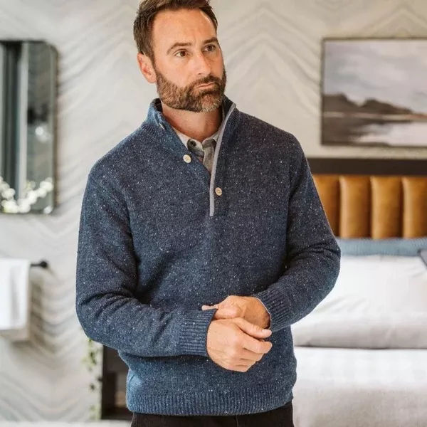 Quarter Button Wool Sweater