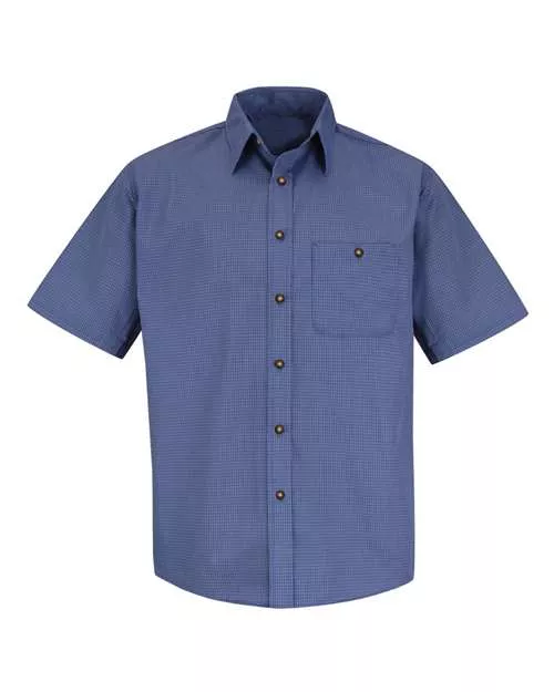 Red Kap SP84 Mini-Plaid Uniform Short Sleeve Shirt With Custom Embroidery