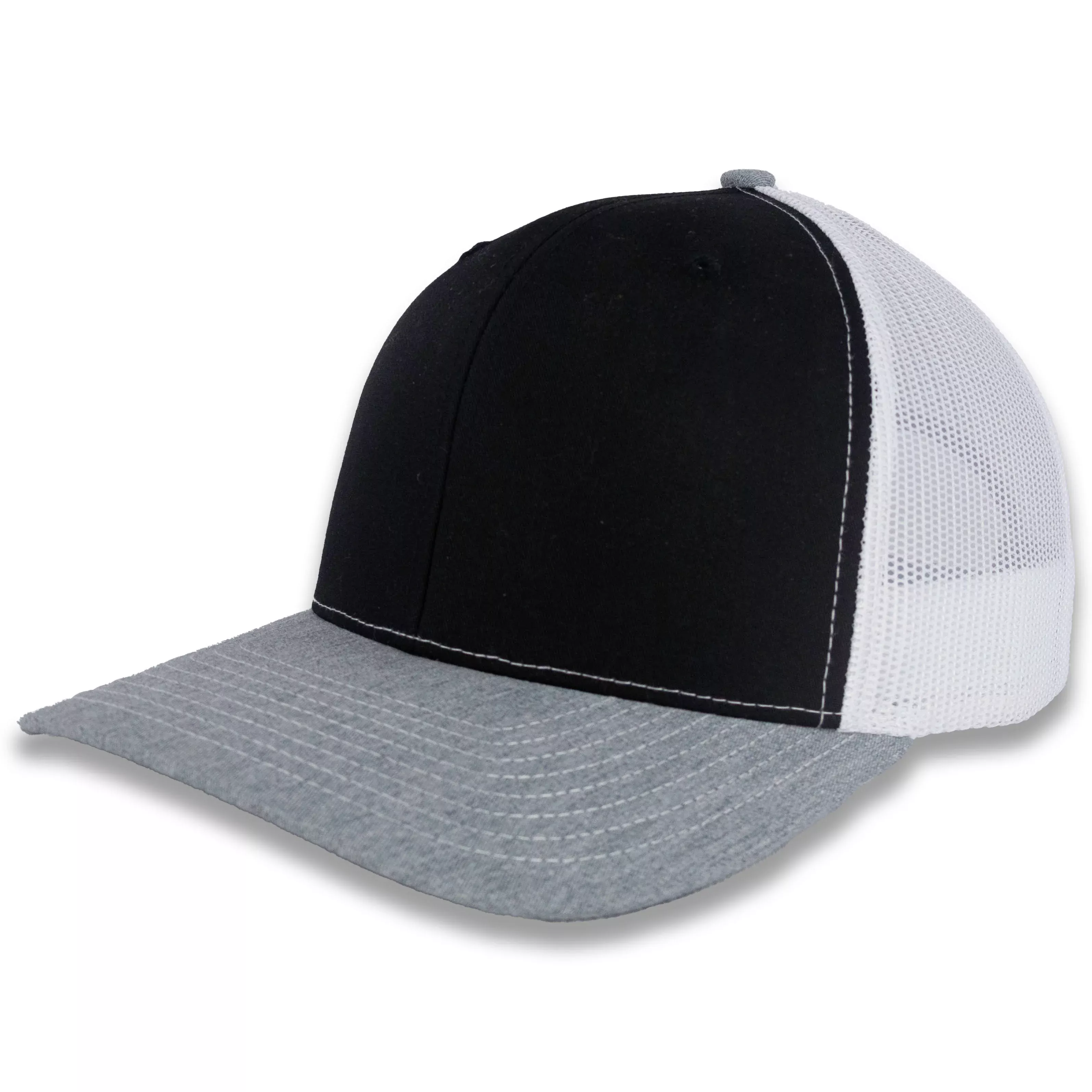 Richardson 112 Tri-Color Trucker - Black/White/Heather Gray