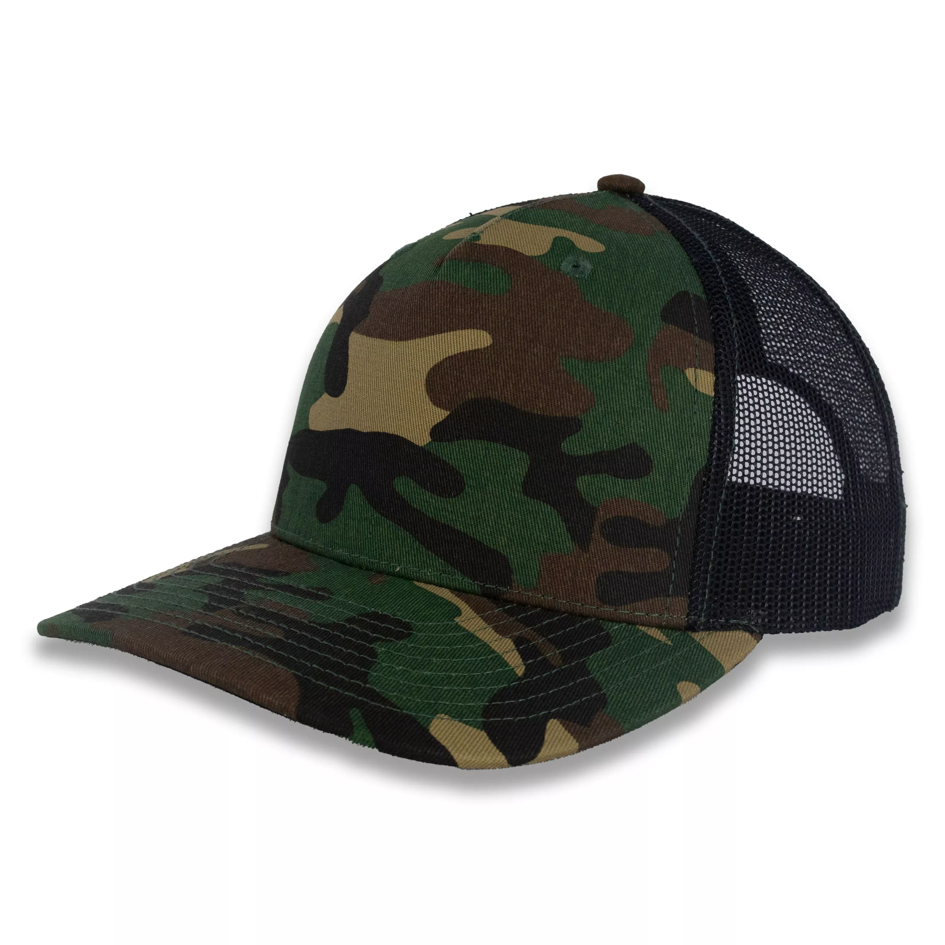 Richardson Five Panel Trucker - Military - Green Camo/Black