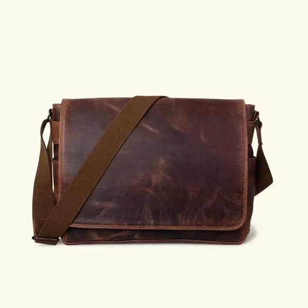 Roosevelt Buffalo Leather Satchel Messenger Bag - Large